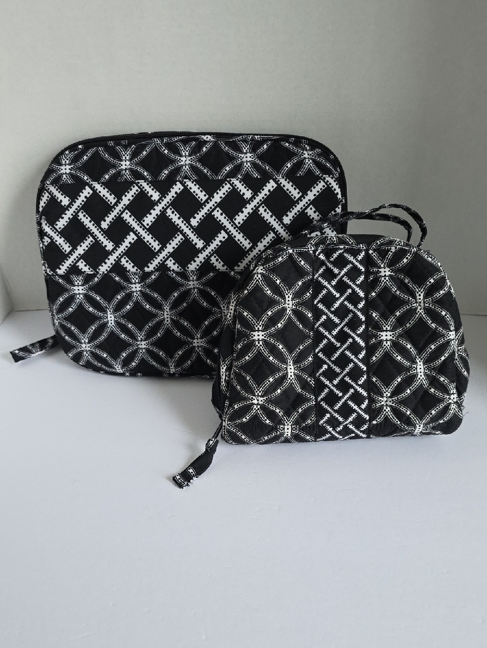 Black & White Quilted Jewelry Pouch And Tablet Holder Set